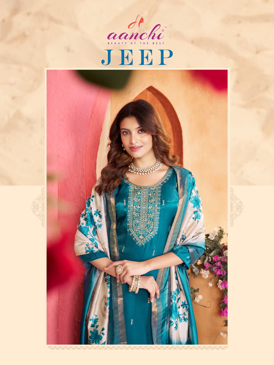 New Jeep Aanchi Roman Readymade Pant Style Suits Wholesale Rate