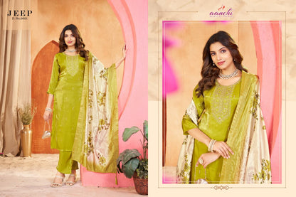 New Jeep Aanchi Roman Readymade Pant Style Suits Wholesale Rate