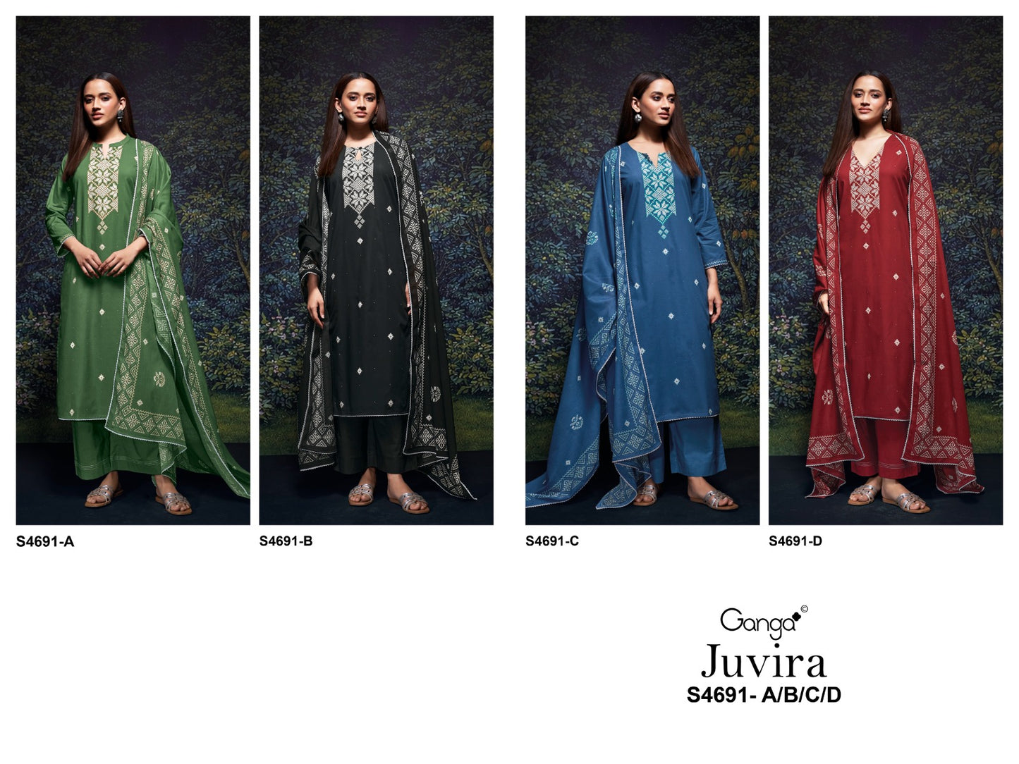 New Juvira 4691 Ganga Cotton Pant Style Suits Supplier Gujarat