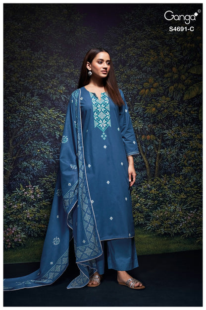 New Juvira 4691 Ganga Cotton Pant Style Suits Supplier Gujarat