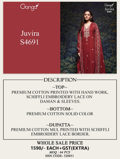 New Juvira 4691 Ganga Cotton Pant Style Suits Supplier Gujarat