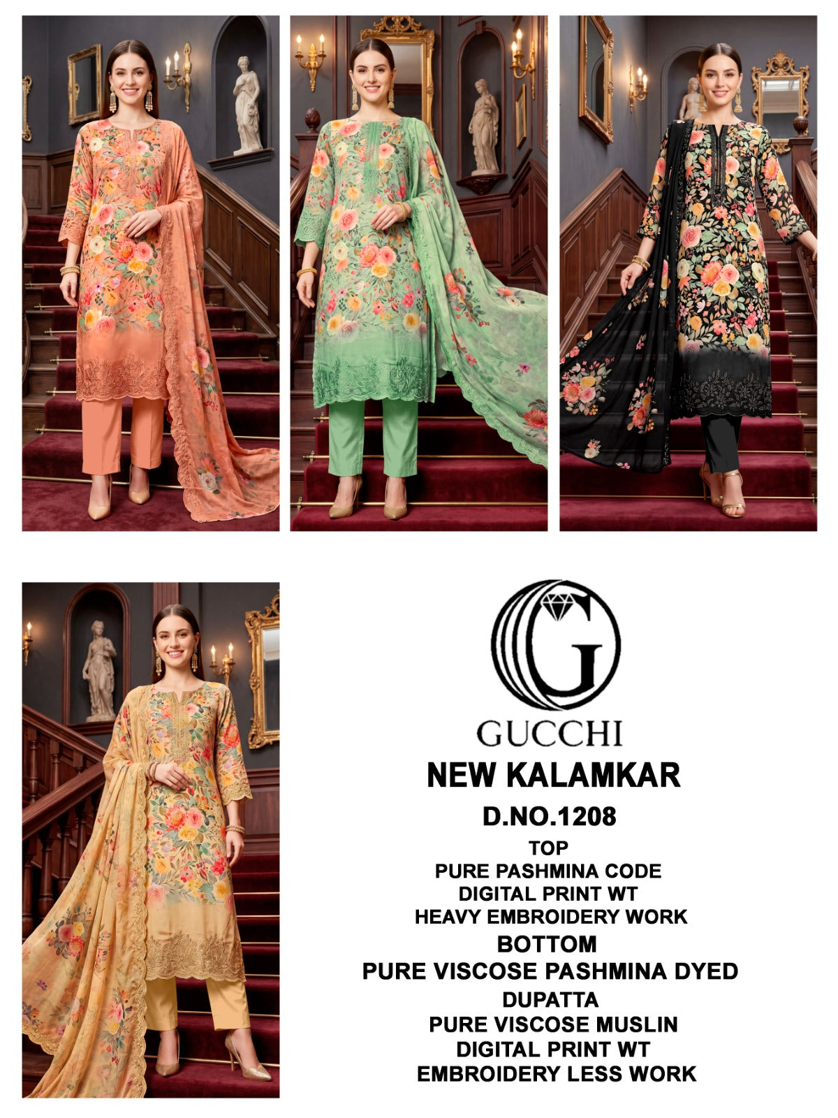 New Kalamkar 1208 Gucchi Pashmina Suits Supplier