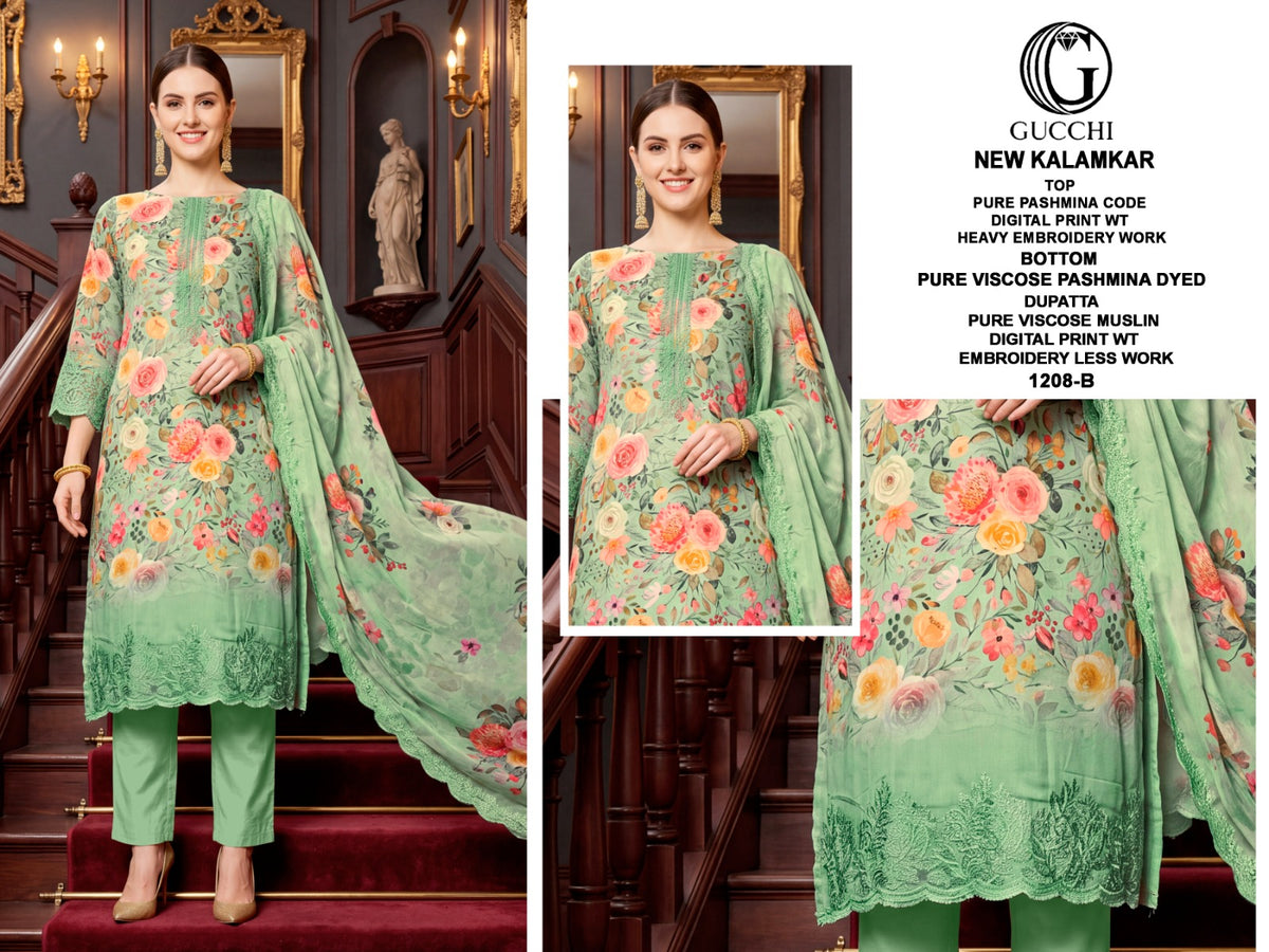 New Kalamkar 1208 Gucchi Pashmina Suits Supplier