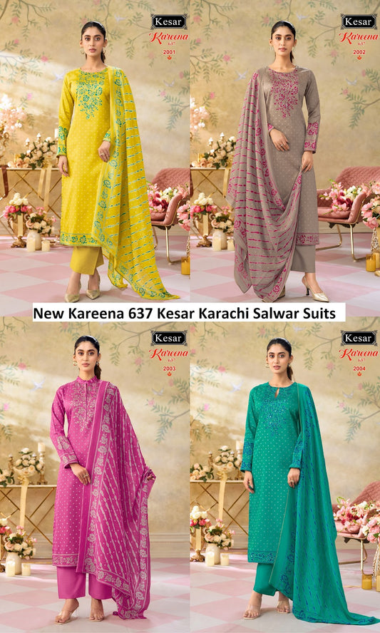 New Kareena 637 Kesar Jam Satin Karachi Salwar Suits Wholesale Price