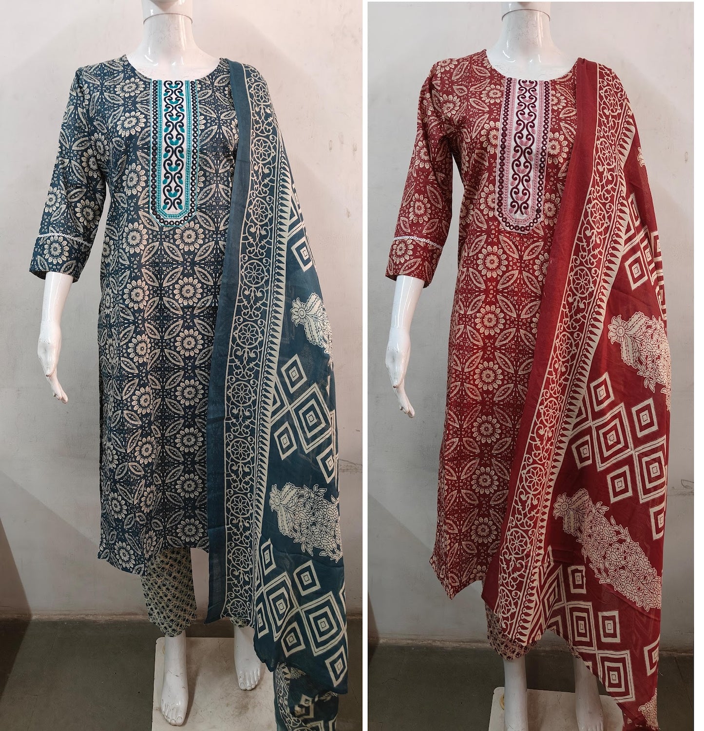 New 0105 Ladli Cambric Cotton Readymade Pant Style Suits