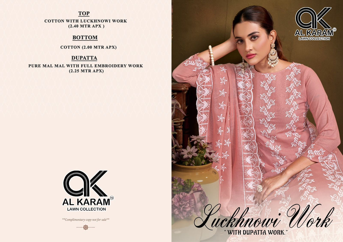 New Luckhnowi Work Al Karam Cotton Karachi Salwar Suits Supplier Ahmedabad