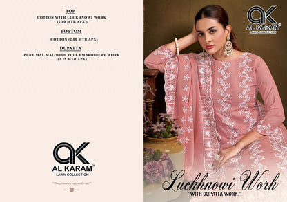 New Luckhnowi Work Al Karam Cotton Karachi Salwar Suits Supplier Ahmedabad