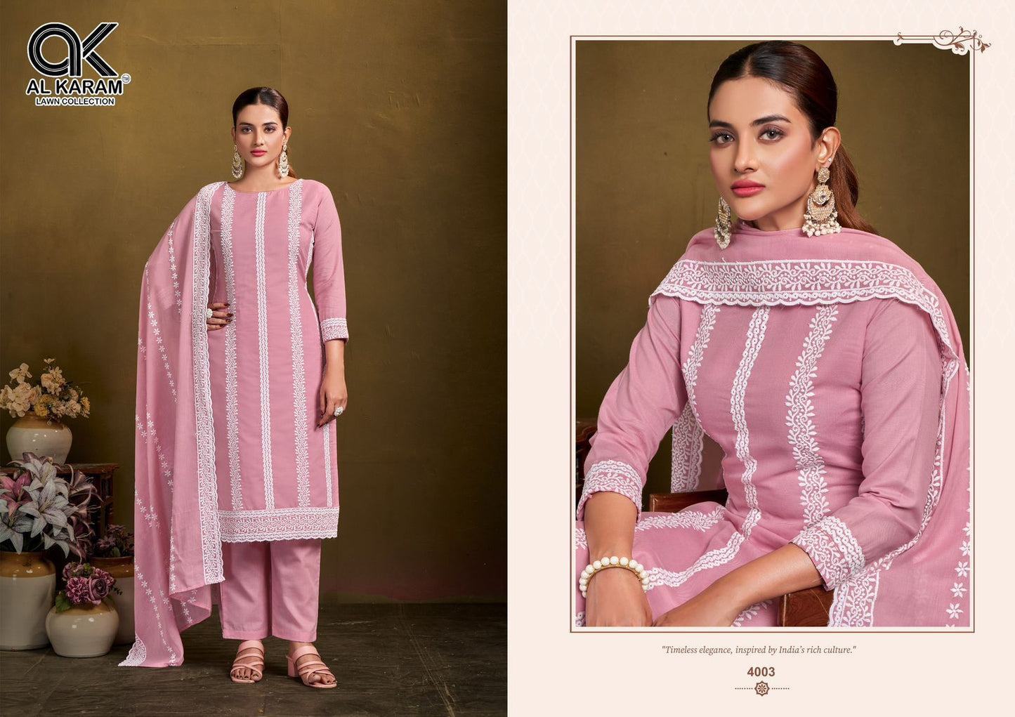 New Luckhnowi Work Al Karam Cotton Karachi Salwar Suits Supplier Ahmedabad