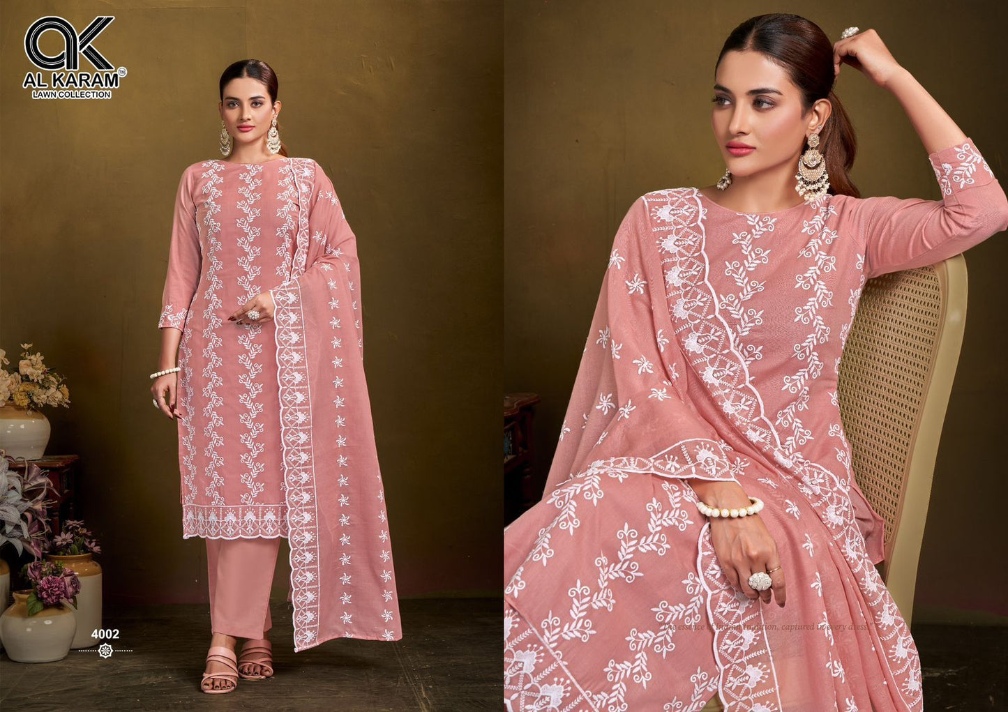 New Luckhnowi Work Al Karam Cotton Karachi Salwar Suits Supplier Ahmedabad