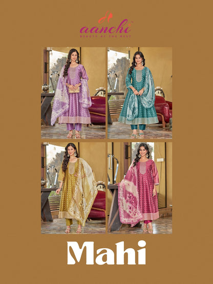 New Mahi Aanchi Shimmer Readymade Anarkali Suits Wholesale Rate