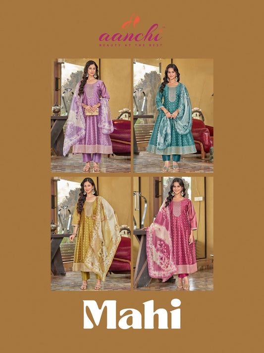New Mahi Aanchi Shimmer Readymade Anarkali Suits Wholesale Rate