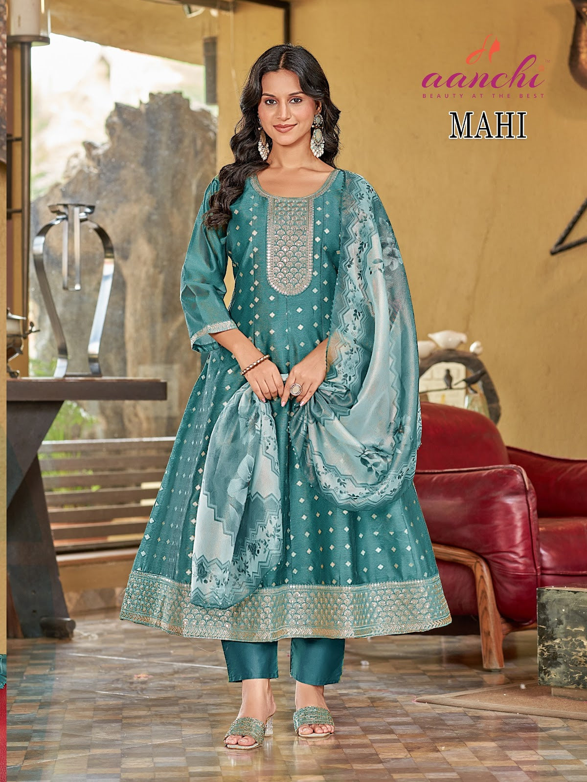 New Mahi Aanchi Shimmer Readymade Anarkali Suits Wholesale Rate