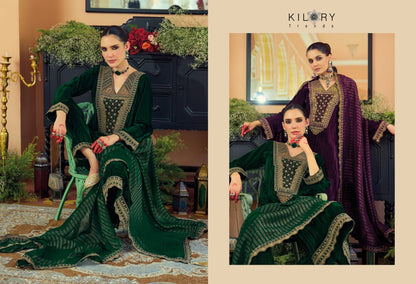 New Mahnoor Kilory Crush Velvet Suits Wholesaler Gujarat