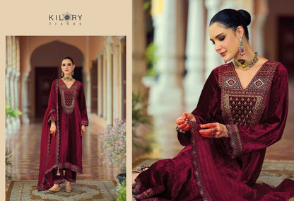 New Mahnoor Kilory Crush Velvet Suits Wholesaler Gujarat