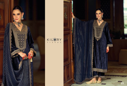New Mahnoor Kilory Crush Velvet Suits Wholesaler Gujarat