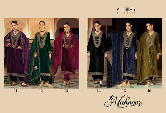 New Mahnoor Kilory Crush Velvet Suits Wholesaler Gujarat