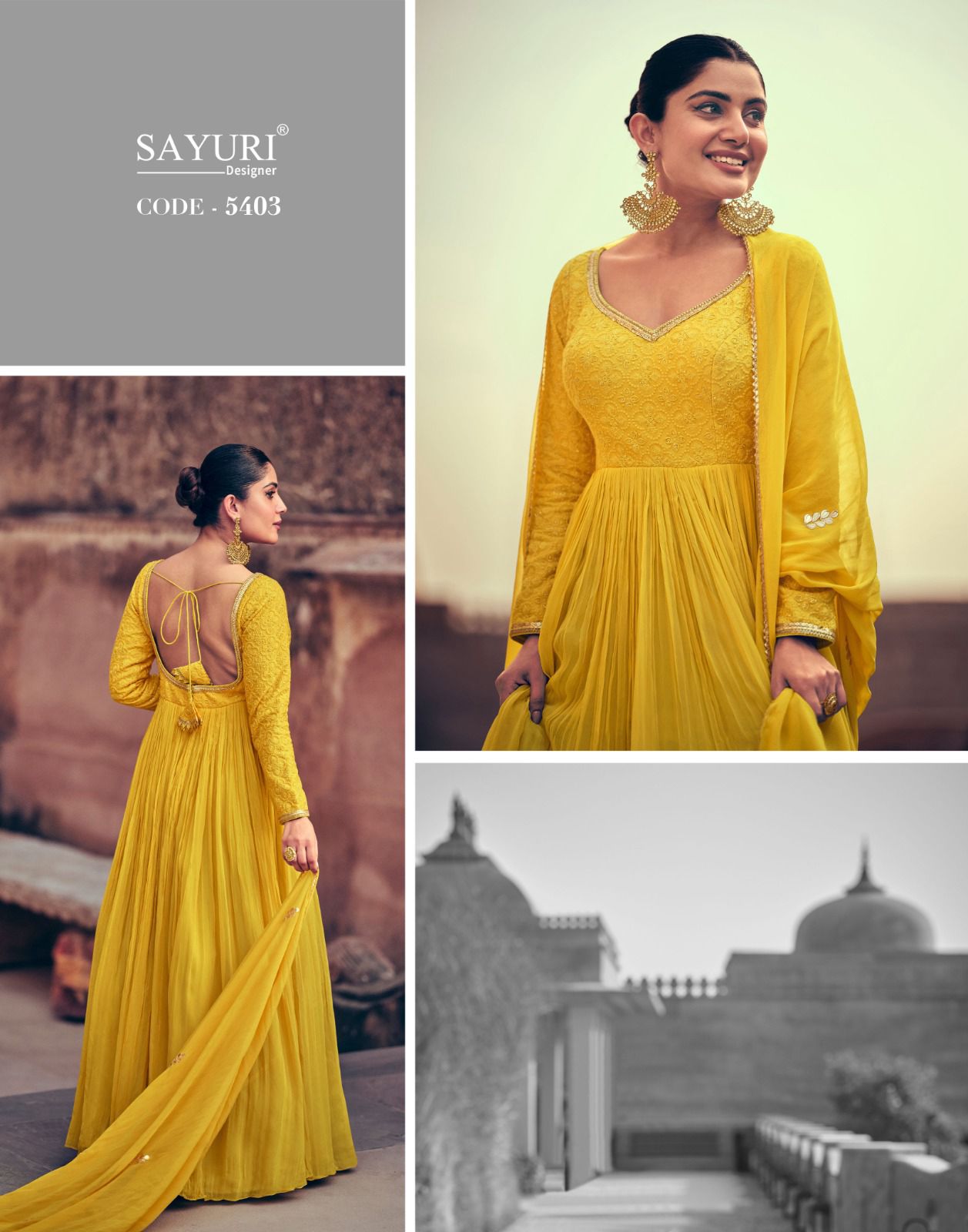 New Maskara Sayuri Chinnon Silk Gown Dupatta Set Wholesale Price
