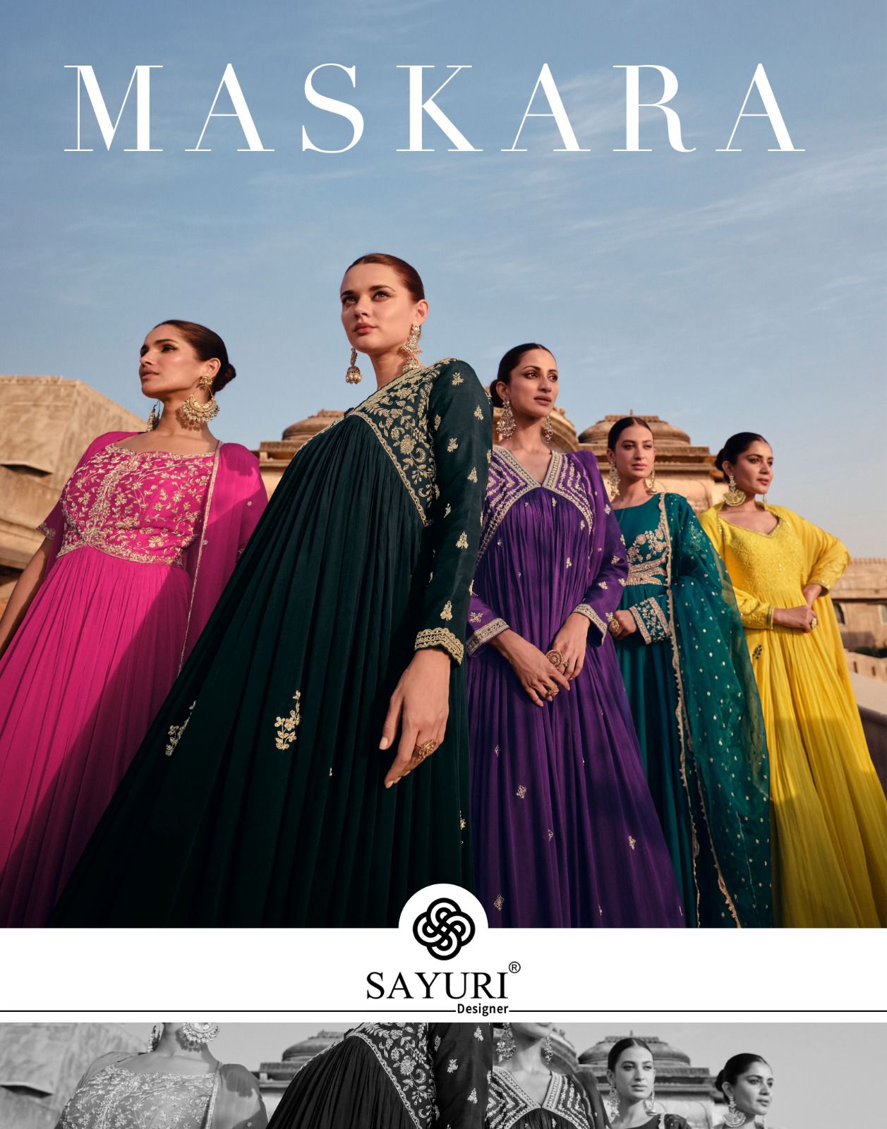 New Maskara Sayuri Chinnon Silk Gown Dupatta Set Wholesale Price