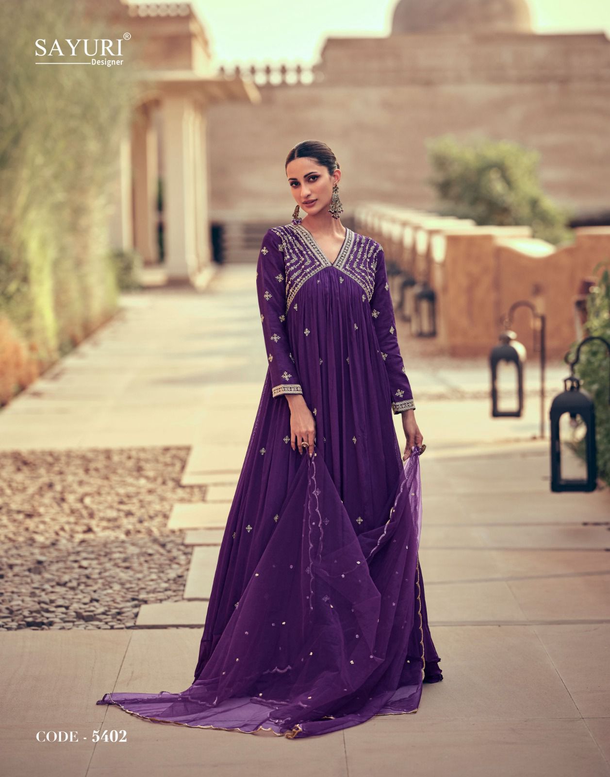New Maskara Sayuri Chinnon Silk Gown Dupatta Set Wholesale Price