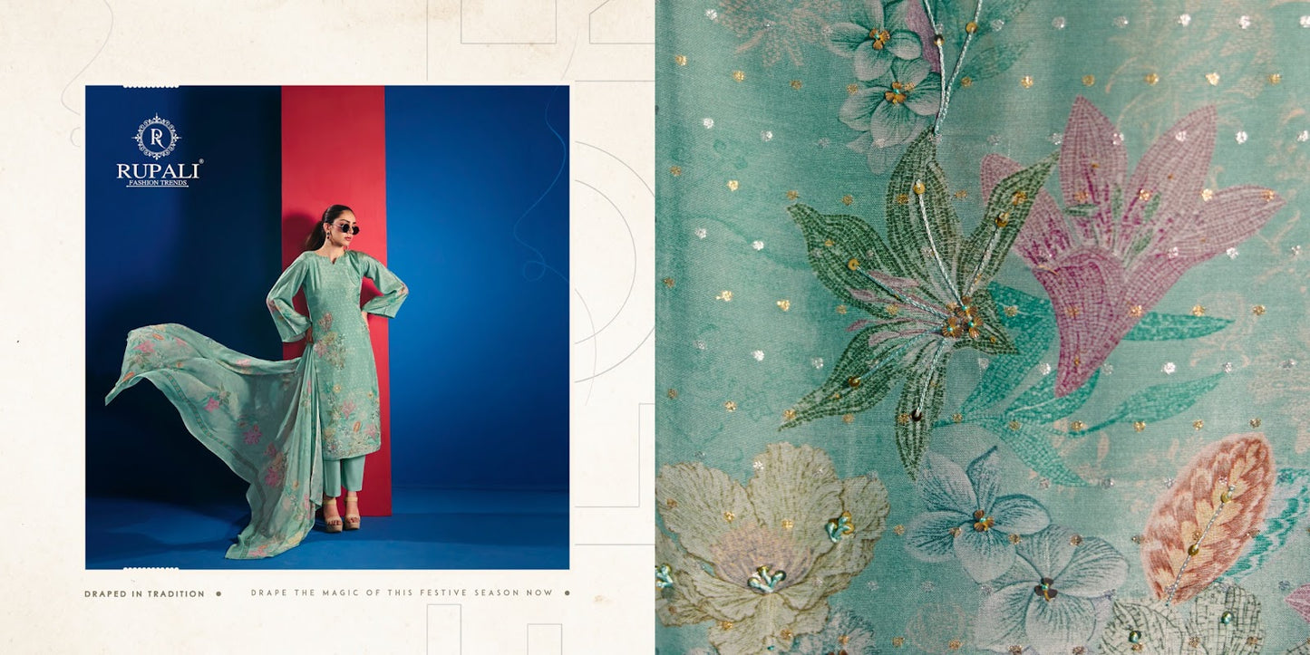 New Mehar Rupali Cotton Silk Pant Style Suits Wholesaler