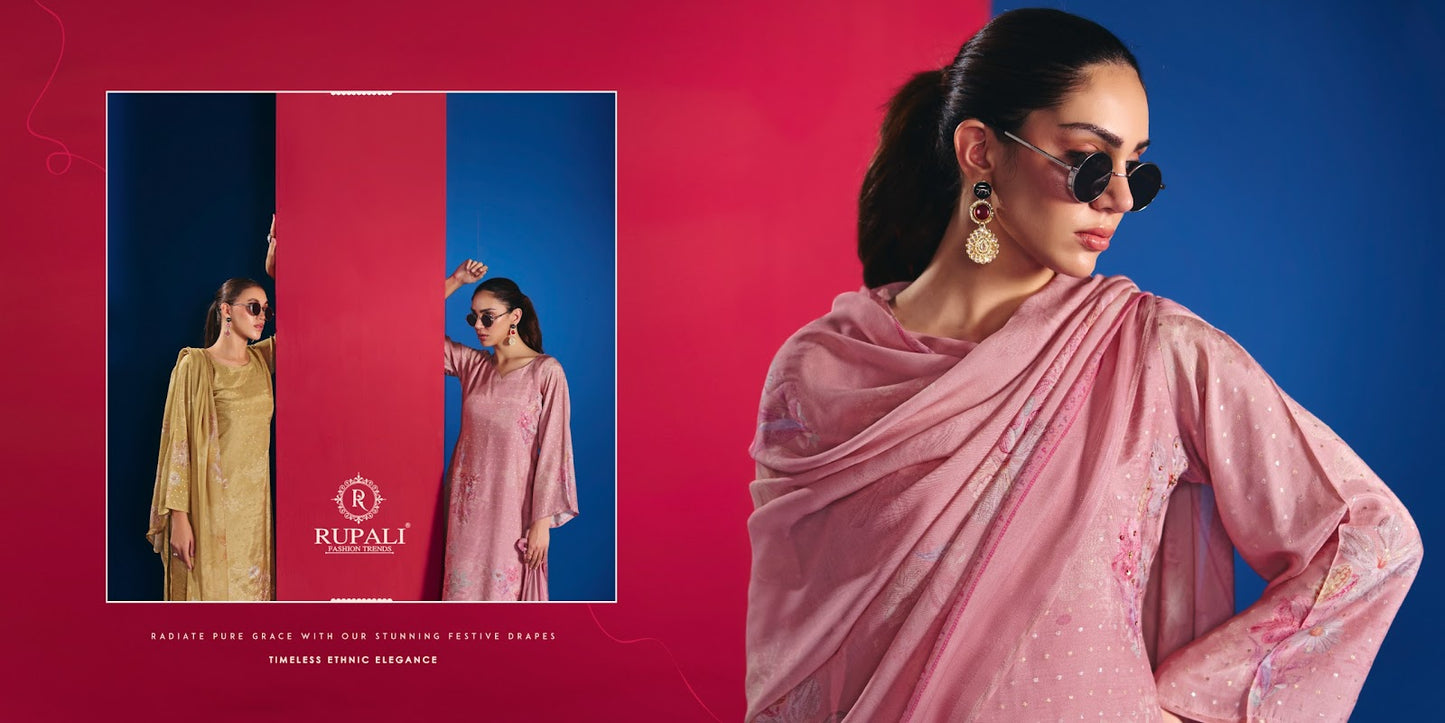 New Mehar Rupali Cotton Silk Pant Style Suits Wholesaler
