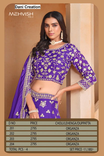 New Mehvish Vol 2 Dani Creation Organza Lehenga Choli Supplier