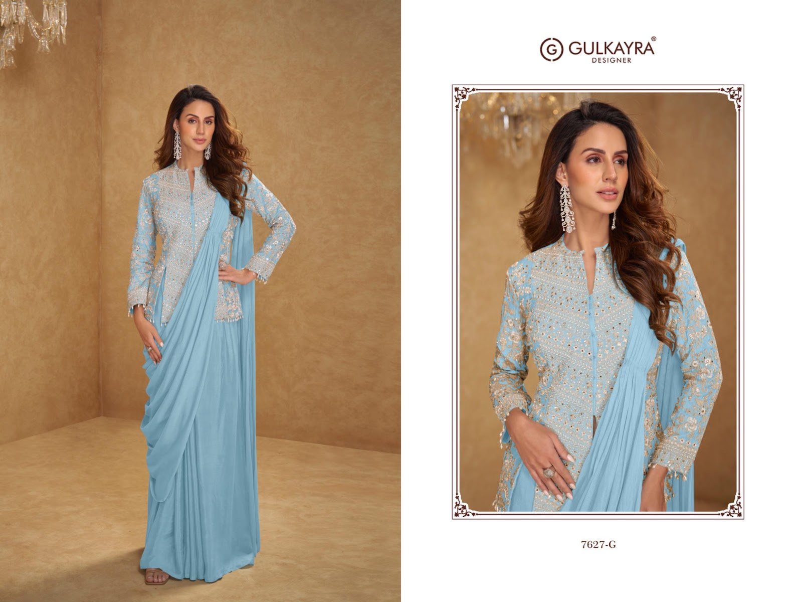 New Mirza Gulkayra Designer Chinnon Indo Western Pair Manufacturer Gujarat