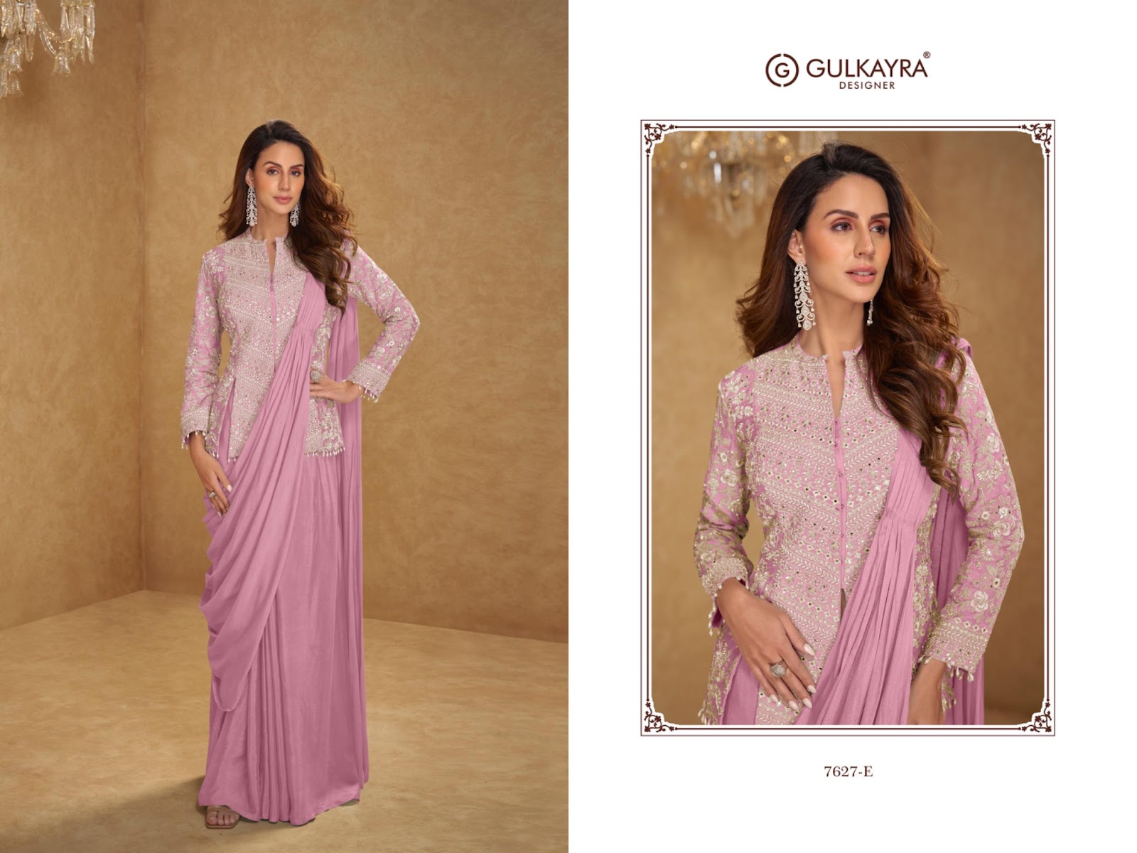 New Mirza Gulkayra Designer Chinnon Indo Western Pair Manufacturer Gujarat