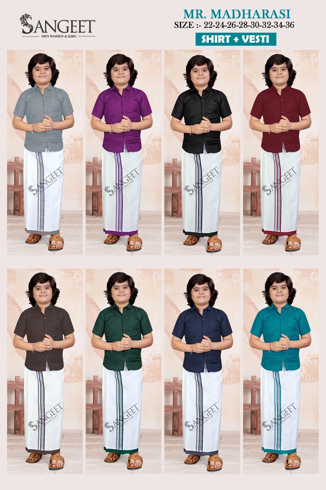 New Mr Madharasi With Dhoti Sangeet Slub Cotton Boys Shirt Wholesaler Ahmedabad