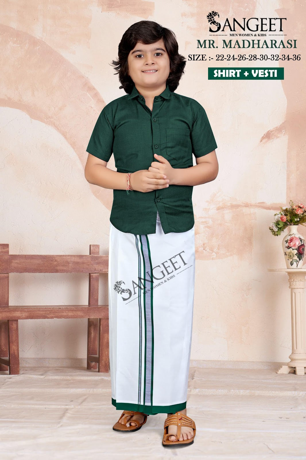 New Mr Madharasi With Dhoti Sangeet Slub Cotton Boys Shirt