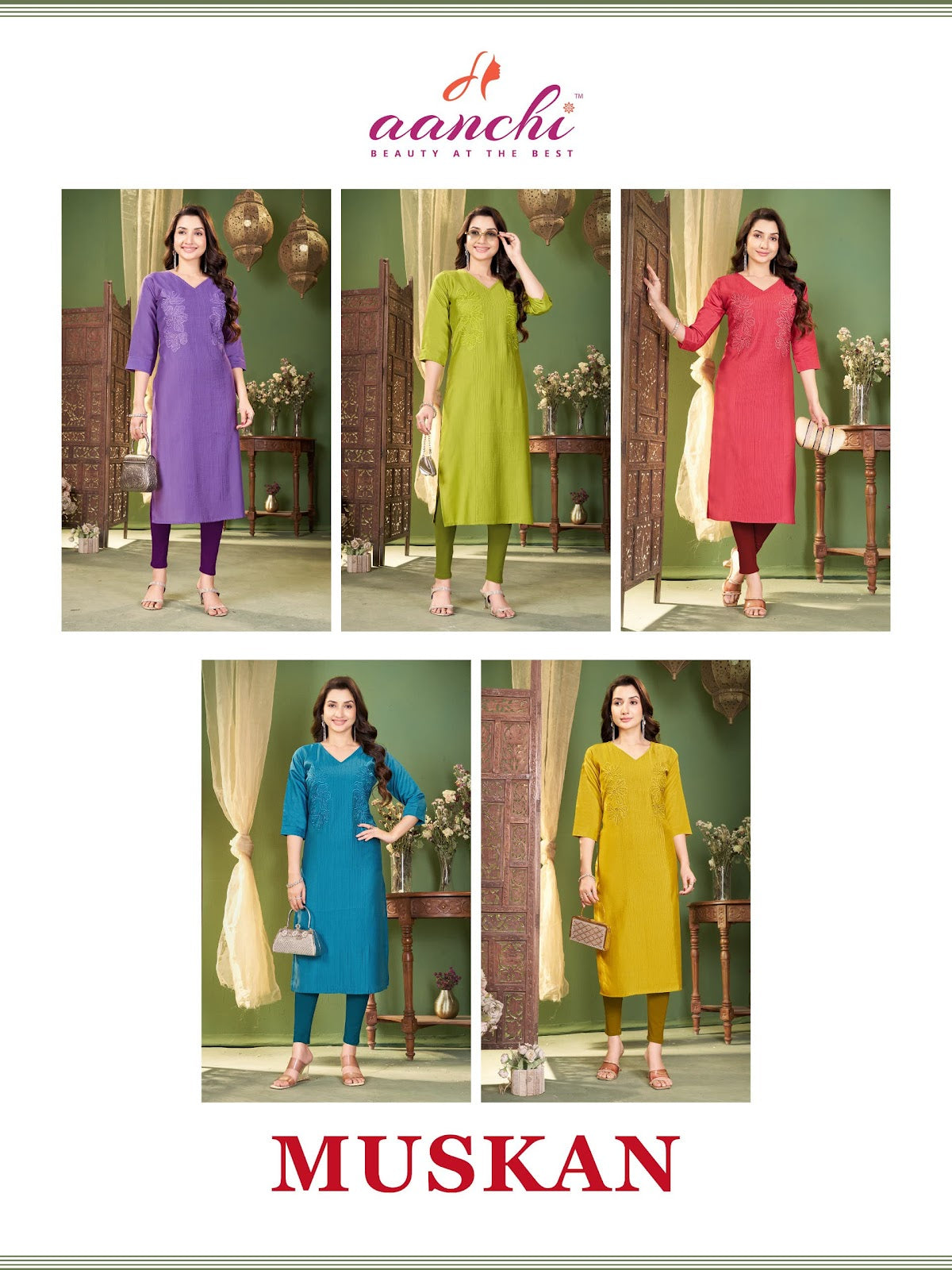 New Muskan Aanchi Vatican Long Straight Kurti Exporter Gujarat
