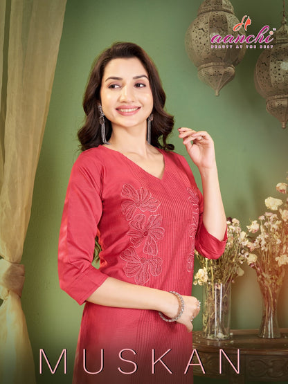 New Muskan Aanchi Vatican Long Straight Kurti Exporter Gujarat