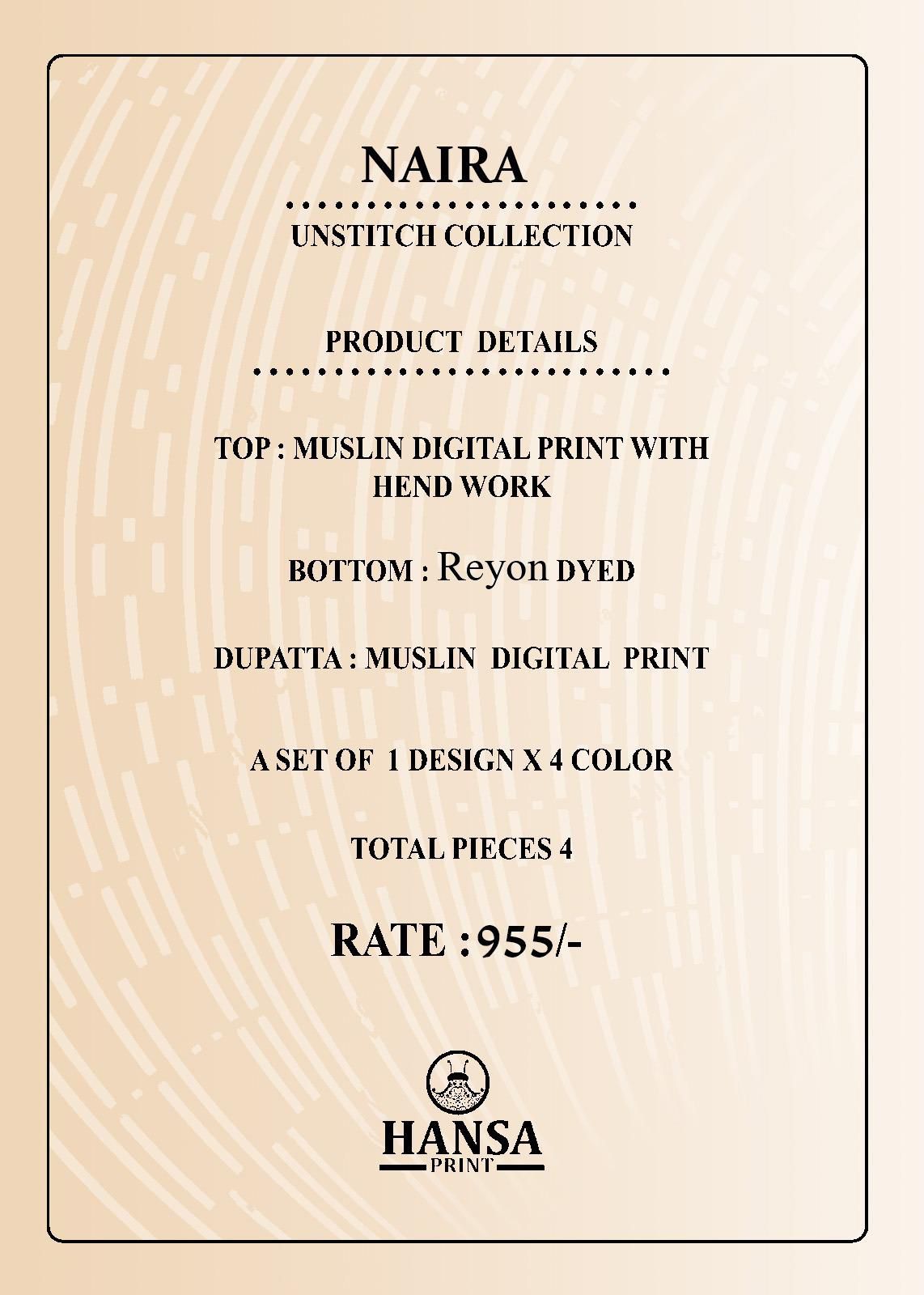 New Naira Hansa Prints Muslin Salwar Suits Manufacturer