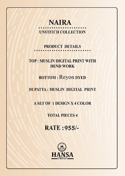 New Naira Hansa Prints Muslin Salwar Suits Manufacturer