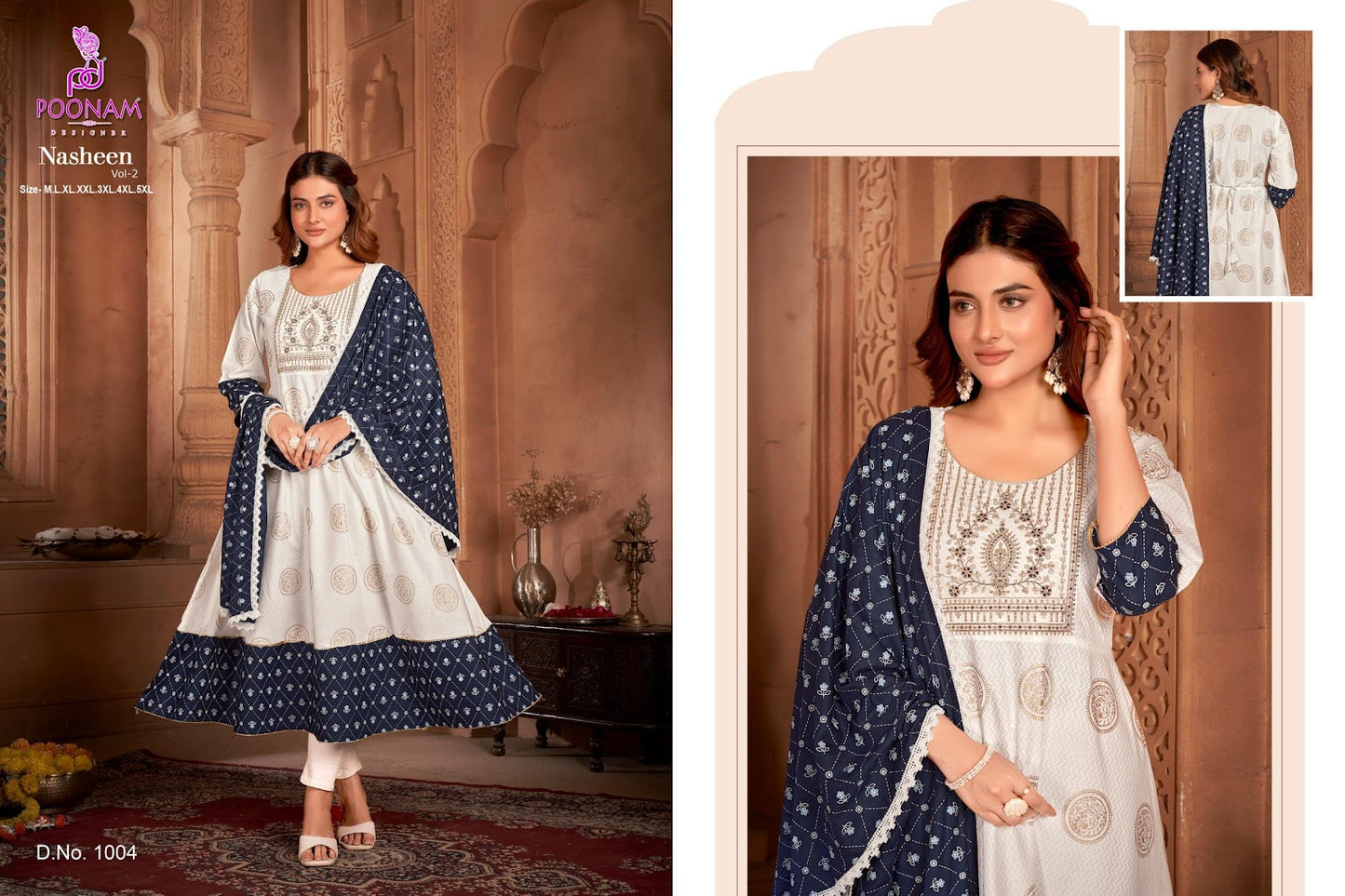 New Nasheen Vol 2 Poonam Designer Rayon Kurti Dupatta Set Exporter India