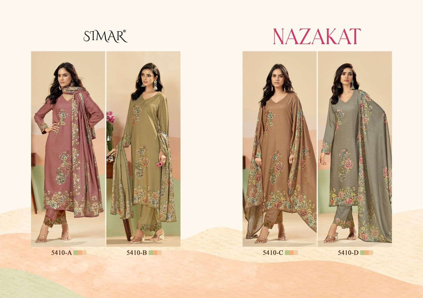 New Nazakat Simar Lawn Cotton Pant Style Suits Manufacturer Gujarat