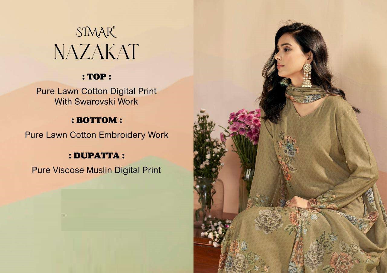 New Nazakat Simar Lawn Cotton Pant Style Suits Manufacturer Gujarat