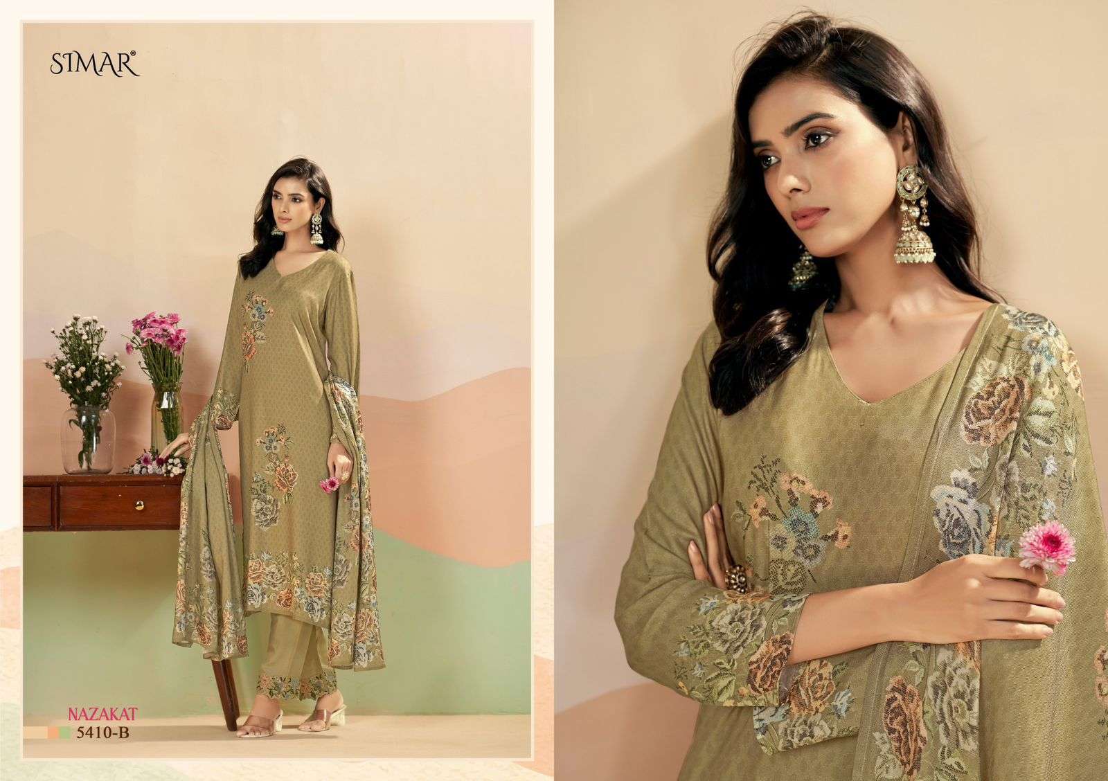 New Nazakat Simar Lawn Cotton Pant Style Suits Manufacturer Gujarat
