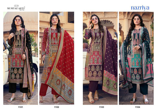 New Nazriya Mumtaz Arts Viscose Muslin Karachi Salwar Suits Wholesaler
