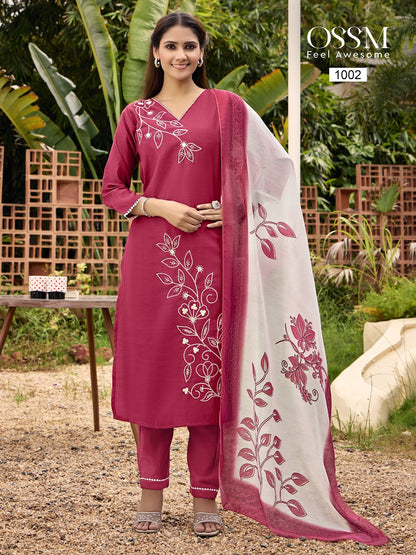 New Noor Ossm Vetican Silk Readymade Pant Style Suits Wholesale Price