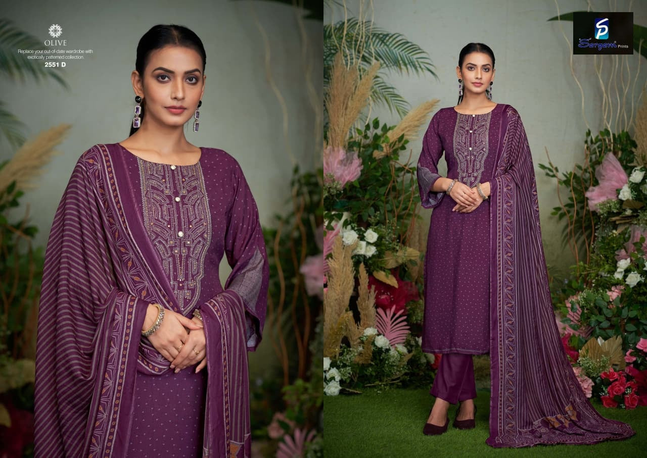 New Olive Sargam Prints Pure Bemberg Muslin Pant Style Suits Wholesaler Ahmedabad