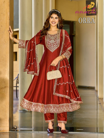 New Orra Aanchi Vichitra Silk Readymade Anarkali Suits Supplier Ahmedabad