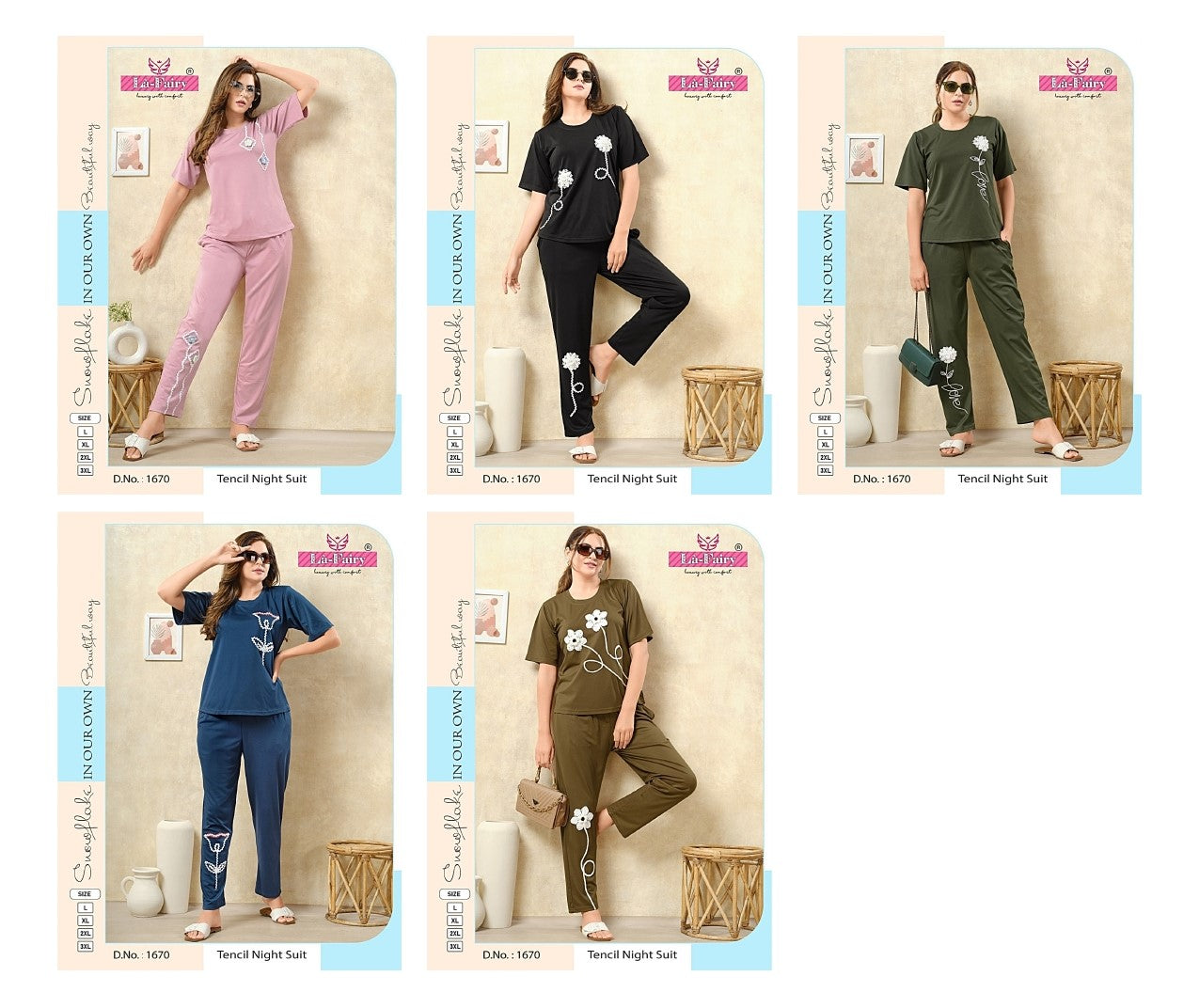 New Pattern Design 1670 La Fairy Tencil Pyjama Night Suits Manufacture ...