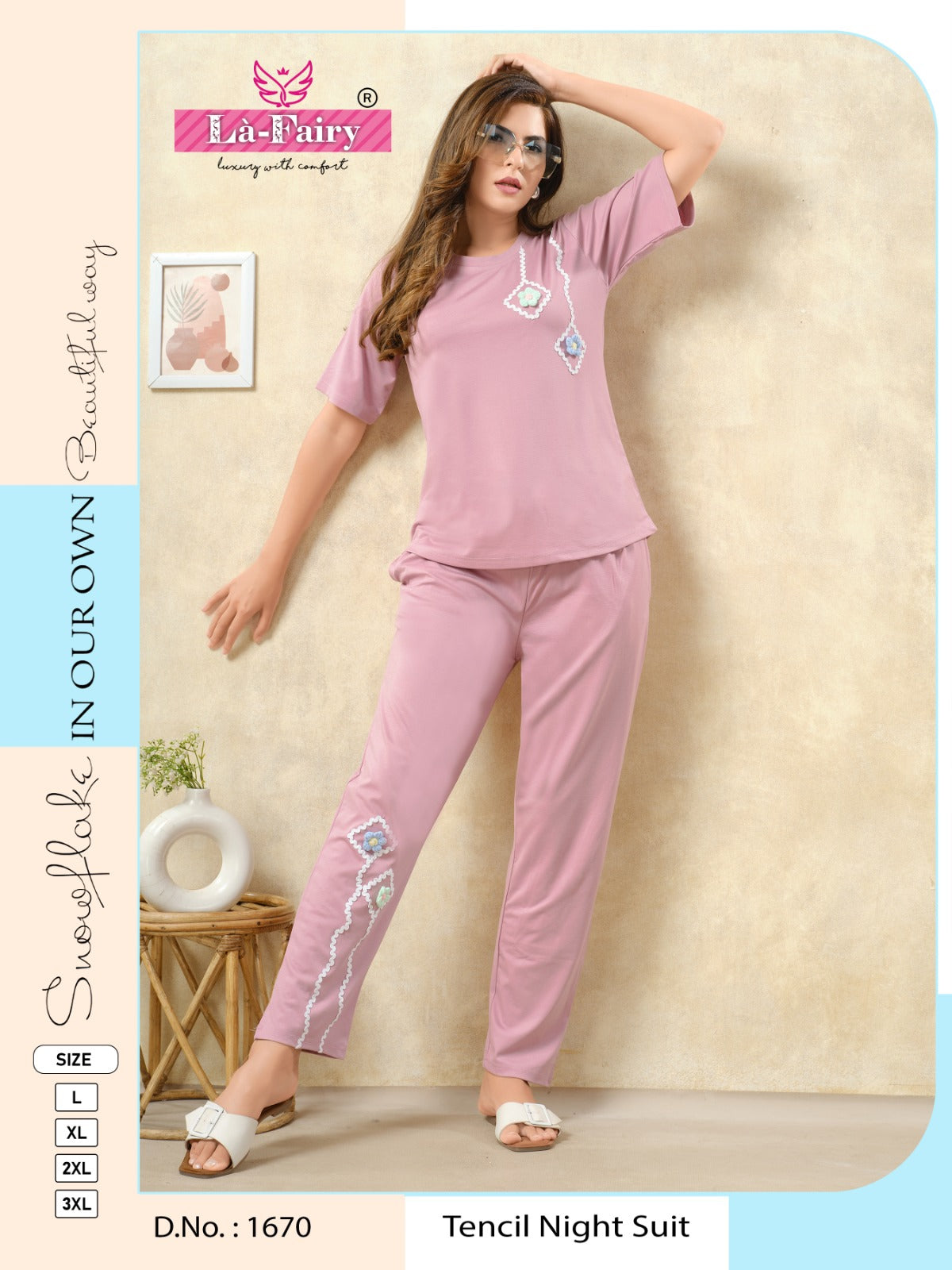 New Pattern Design 1670 La Fairy Tencil Pyjama Night Suits Manufacturer