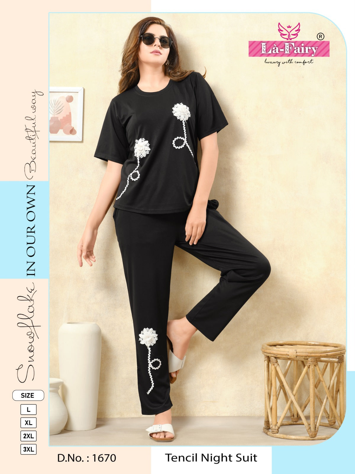 New Pattern Design 1670 La Fairy Tencil Pyjama Night Suits Manufacturer
