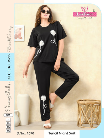 New Pattern Design 1670 La Fairy Tencil Pyjama Night Suits Manufacturer