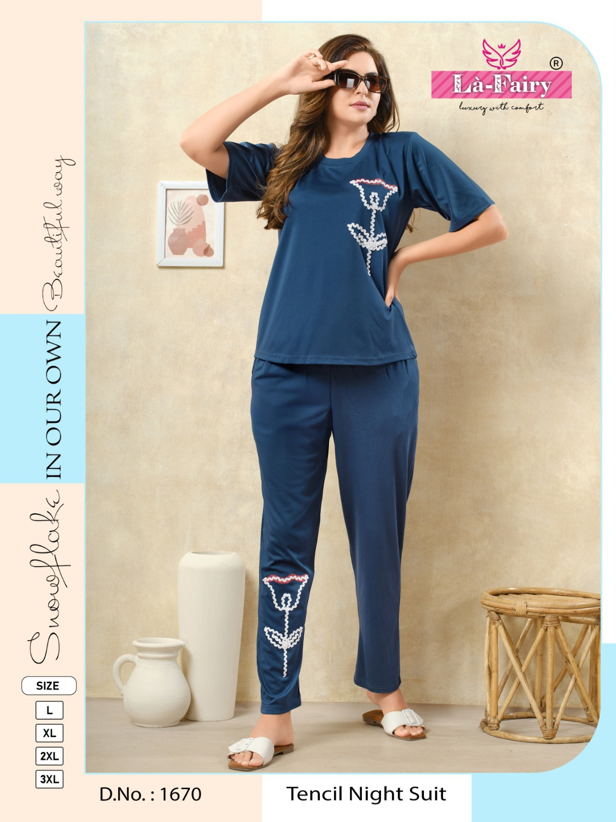 New Pattern Design 1670 La Fairy Tencil Pyjama Night Suits Manufacturer