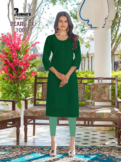New Pearl Cx Premnath Cotton Knee Length Kurtis Wholesale Price