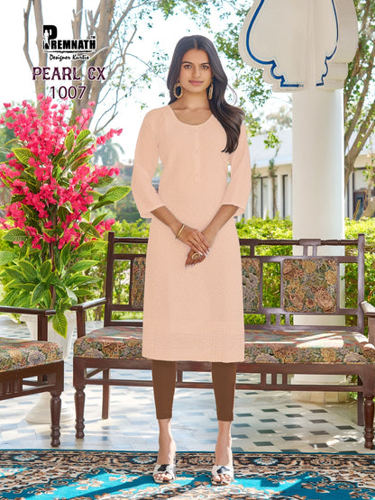 New Pearl Cx Premnath Cotton Knee Length Kurtis Wholesale Price