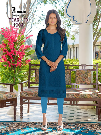 New Pearl Cx Premnath Cotton Knee Length Kurtis Wholesale Price